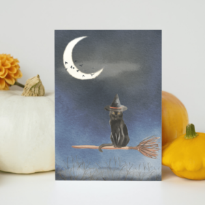 Luna the Halloween cat digitalizados print poster