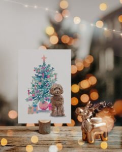christmas card doodles brown cockapoo