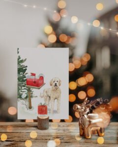 christmas card doodles post box golden doodle