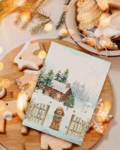 winter snow poodle christmas card honey gold