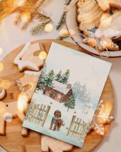 winter snow poodle christmas card labradoodle