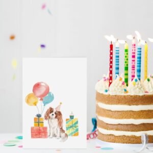 birthday greeting card with watercolor dog