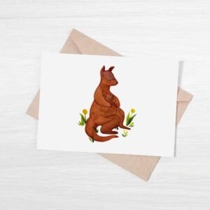 kangaroo watercolor greeting card mother's day