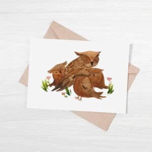 owls eco mother's day greeting card