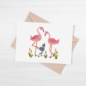 flamingos father's day greeting card eco friendly paper