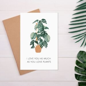 monstera variegata albo eco greeting card