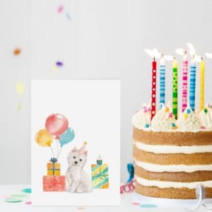 west highland white terrier eco watercolor birthday card