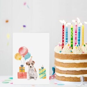 eco birthday card jack russell terrier
