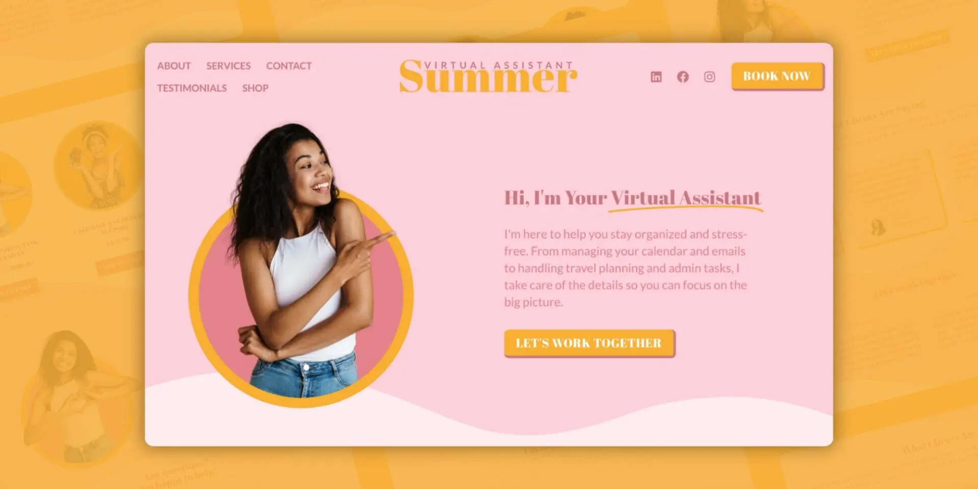 summer virtual assistant website template