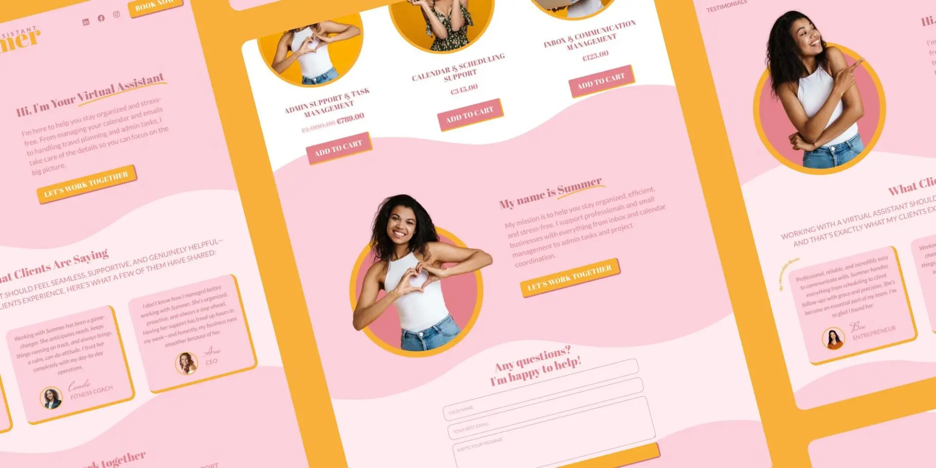summer virtual assistant website template