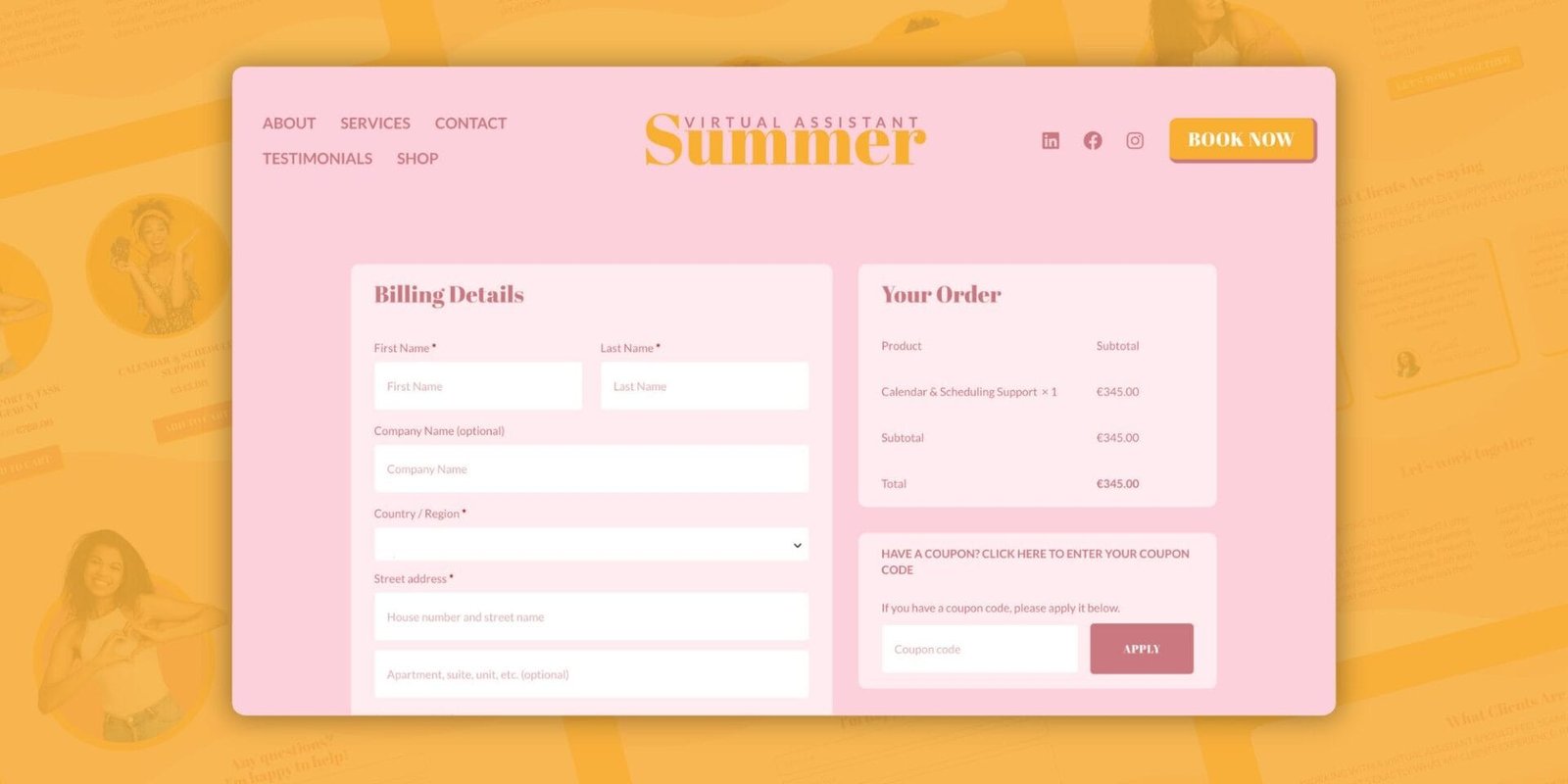 summer virtual assistant website template
